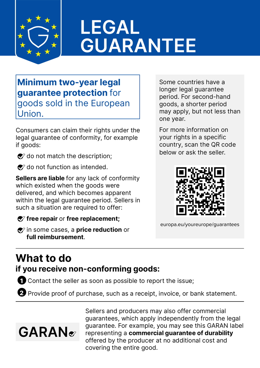 EU notice: your legal guarantee rights